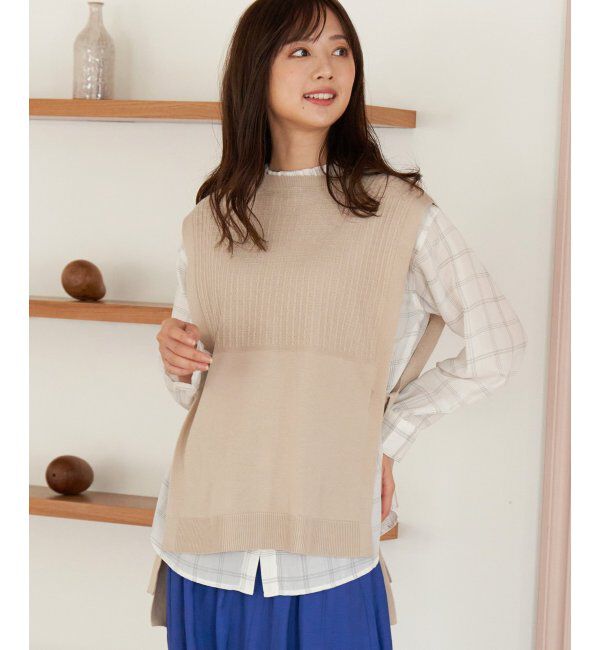 ikka「サイドリボンニットベスト」|ニット・セーター|