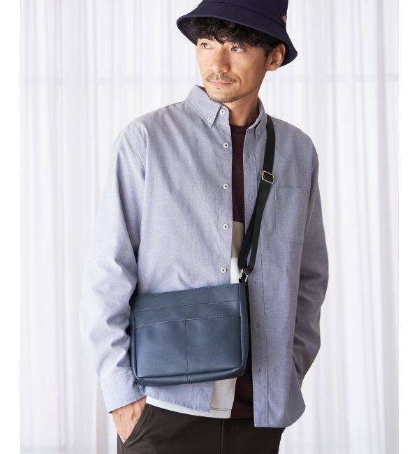 ikka「レザータッチサフィアーノショルダー」|その他|ネイビーブルー