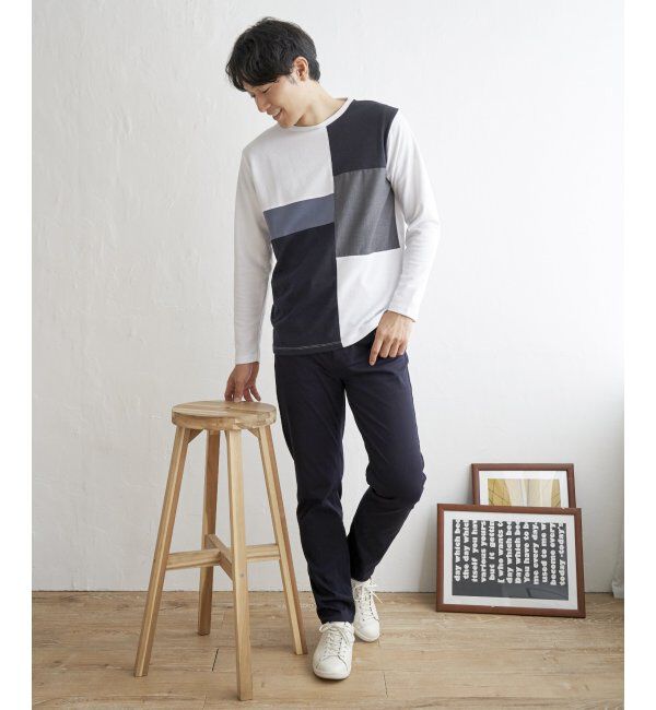 ikka「ポンチブロックスロンT」|Tシャツ・カットソー|