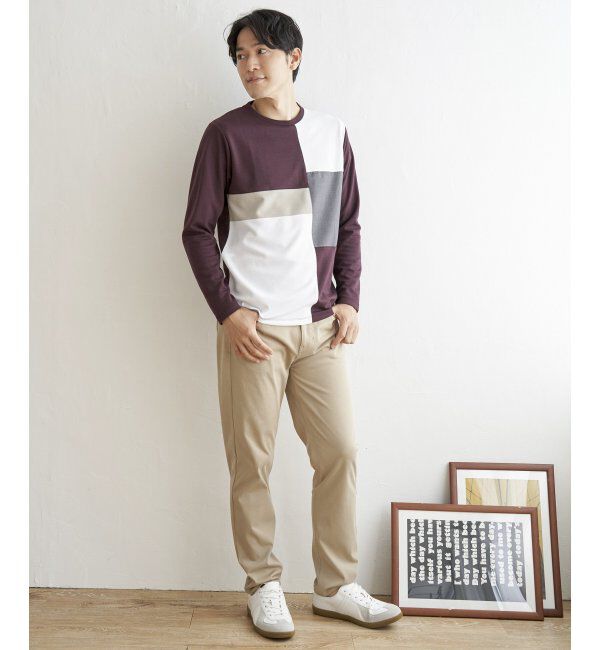 ikka「ポンチブロックスロンT」|Tシャツ・カットソー|