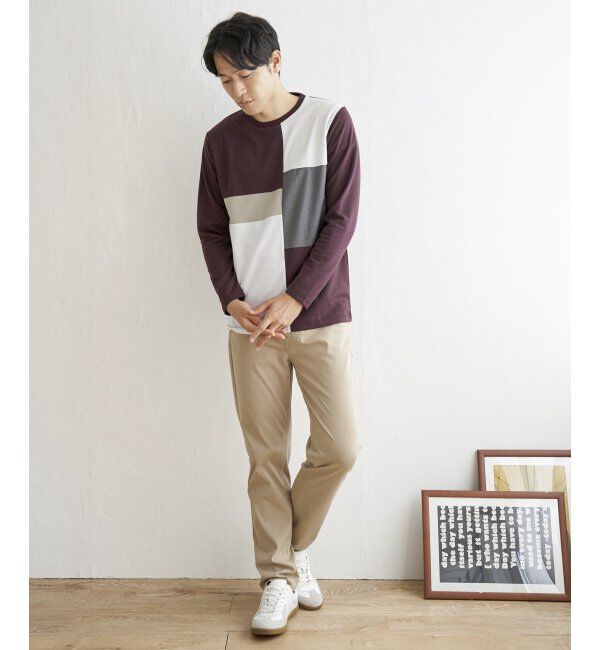 ikka「ポンチブロックスロンT」|Tシャツ・カットソー|