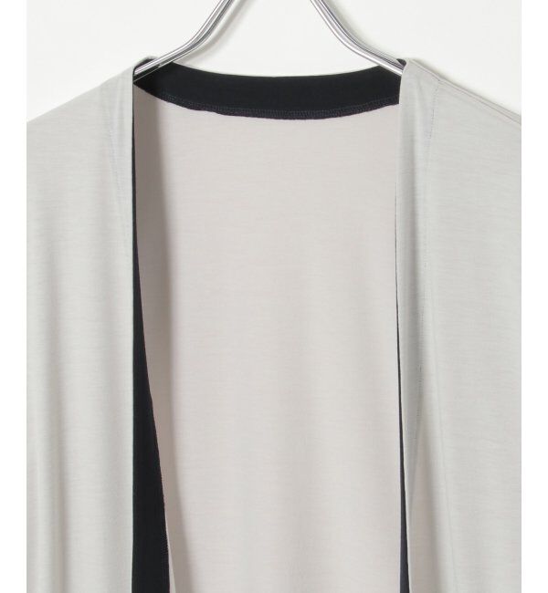 ikka「7分バイカラーボタンレスカーディガン」|カーディガン|