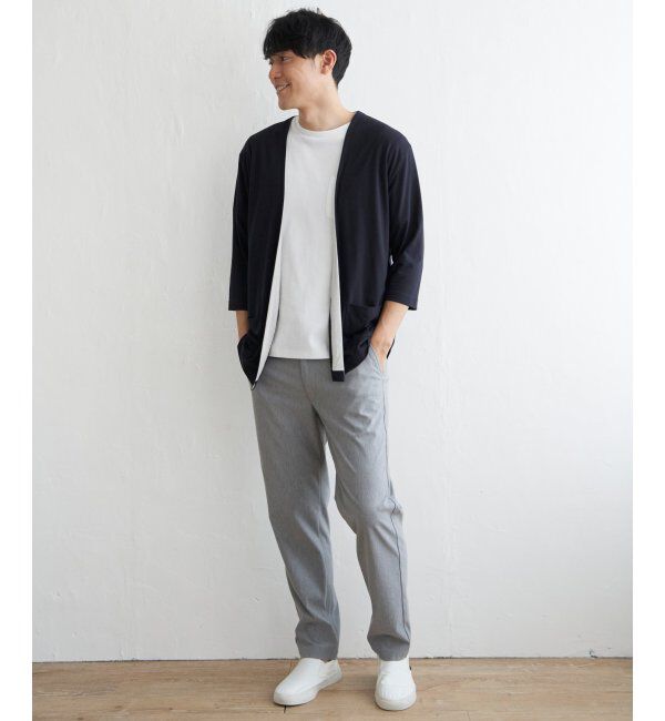 ikka「7分バイカラーボタンレスカーディガン」|カーディガン|