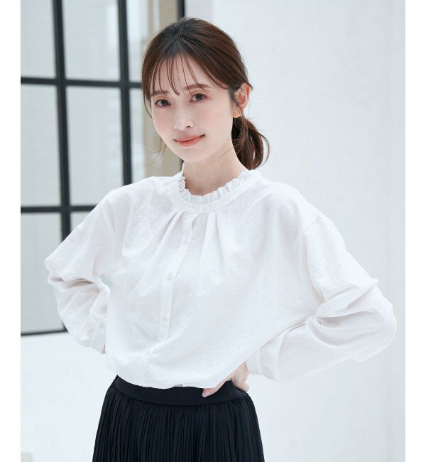 ikka「襟フリル2WAYブラウス」|シャツ・ブラウス|オフホワイト