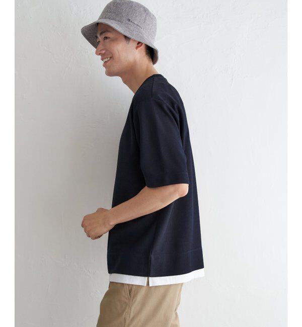 ikka「【吸水速乾】ドライ鹿の子レイヤードTシャツ5分袖」|Tシャツ・カットソー|