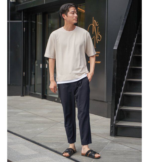 ikka「【吸水速乾】ドライ鹿の子レイヤードTシャツ5分袖」|Tシャツ・カットソー|