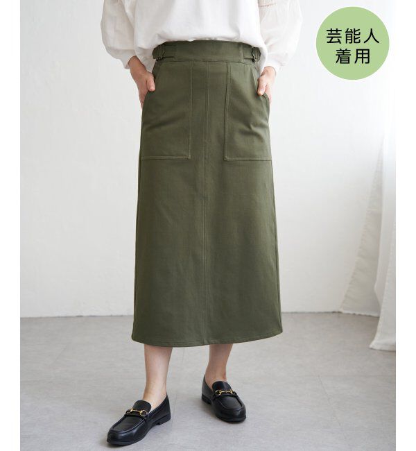ikka「GOKU楽Iラインタイトスカート」|スカート|ダークオリーブ