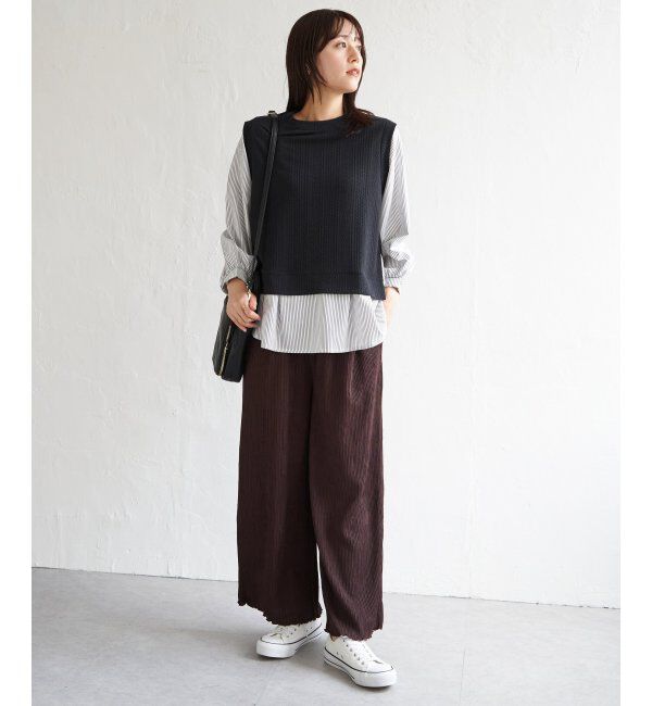 ikka「ジャガードプリーツワイドパンツ」|その他|