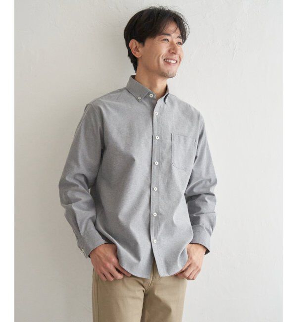 ikka「イージーケアソフトOXスイスカラーボタンダウンシャツ」|シャツ・ブラウス|チャコール