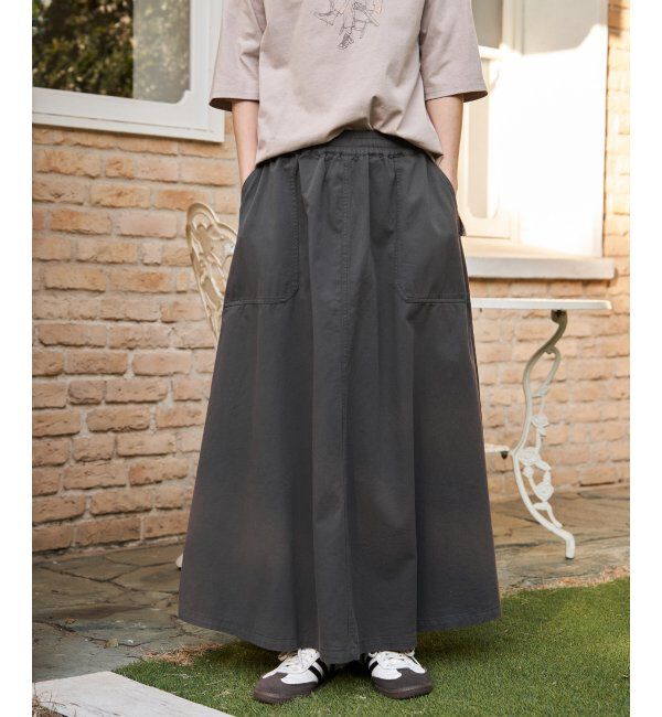 Lbc with Life「デニムコットンワークフレアスカート」|スカート|チャコール
