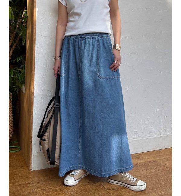 Lbc with Life「デニムコットンワークフレアスカート」|スカート|