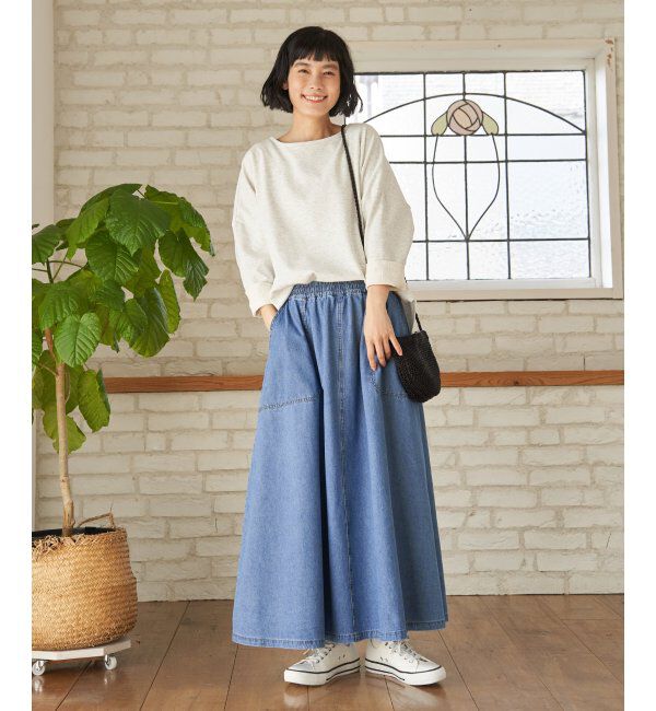 Lbc with Life「デニムコットンワークフレアスカート」|スカート|