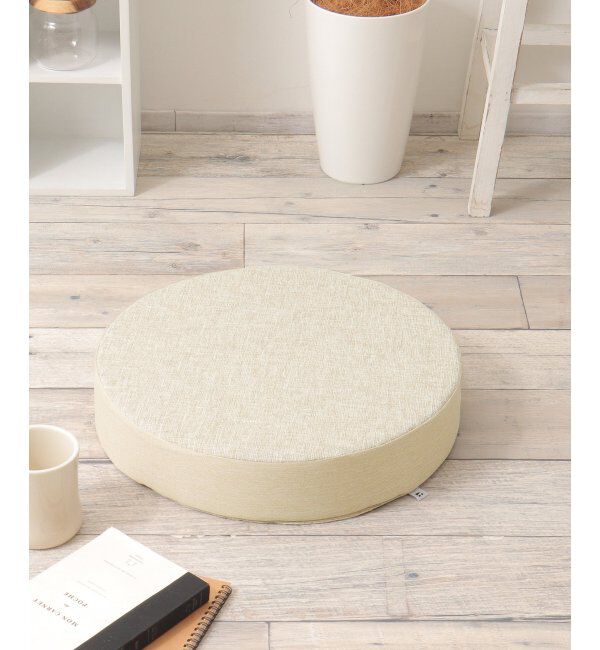 Lbc with Life「スラブ&ヘリンボンシートクッション ラウンド H8cm」|クッション・クッションカバー|ベージュ