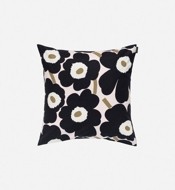 Marimekko「Pieni Unikko クッションカバー 50&times;50cm」|クッション・クッションカバー|ピンク&times;チャコール