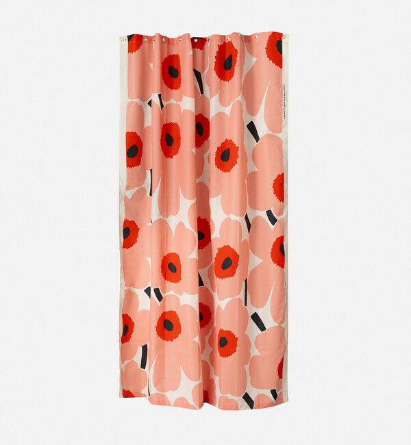 Marimekko「【オンラインストア限定】Unikko シャワーカーテン 180&times;200cm」|タオル|ｵﾌﾎﾜｲﾄ&times;ｺｰﾗﾙ
