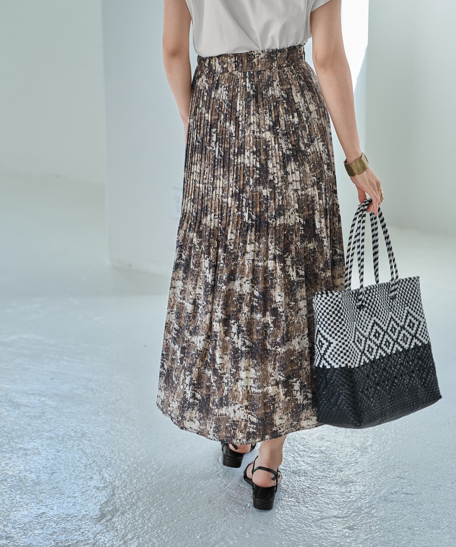 STYLE DELI「カラーMIX柄フェードアウトプリーツスカート」|フレア|