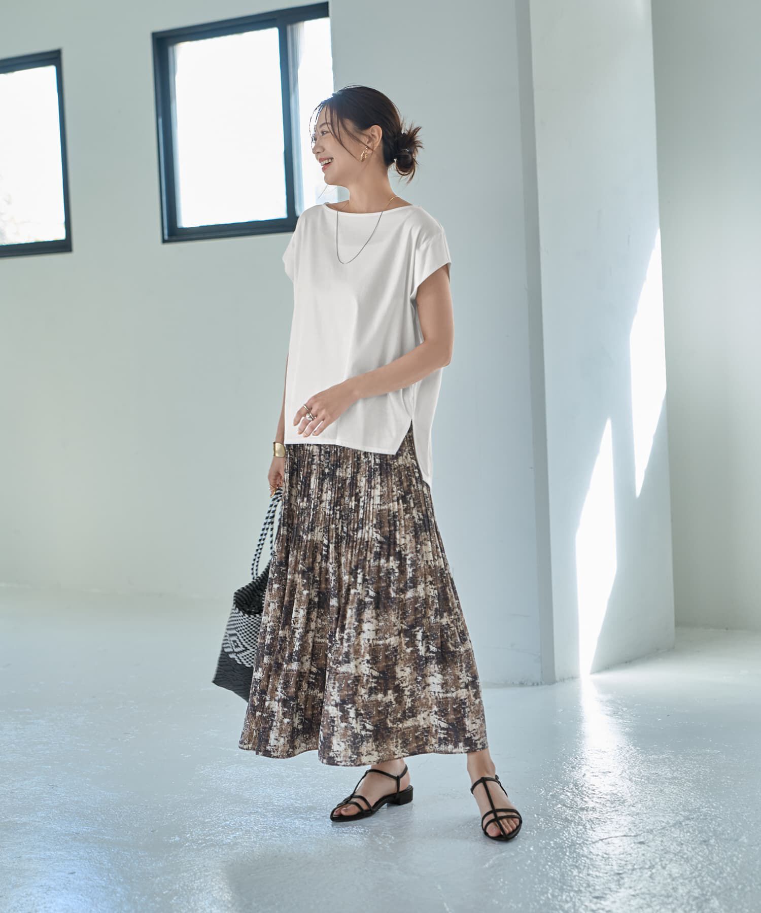 STYLE DELI「カラーMIX柄フェードアウトプリーツスカート」|フレア|