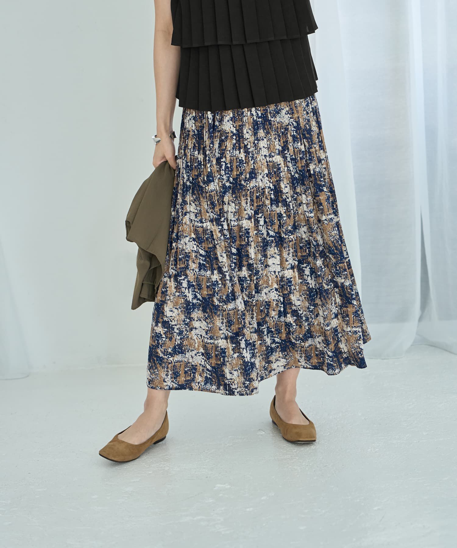 STYLE DELI「カラーMIX柄フェードアウトプリーツスカート」|フレア|