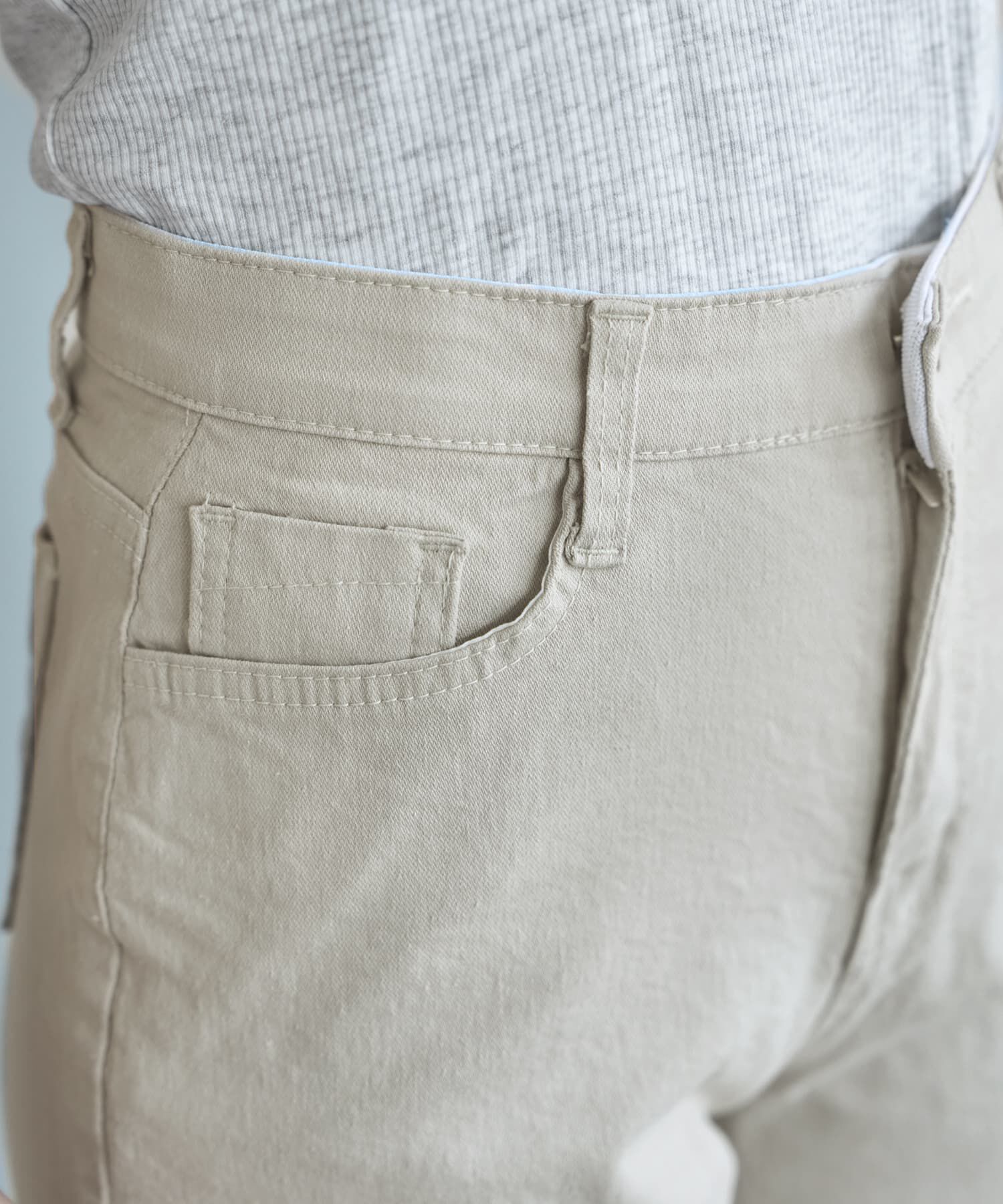 STYLE DELI「ウエストにゴム内蔵のストレッチコットンストレートパンツ」|チノ|