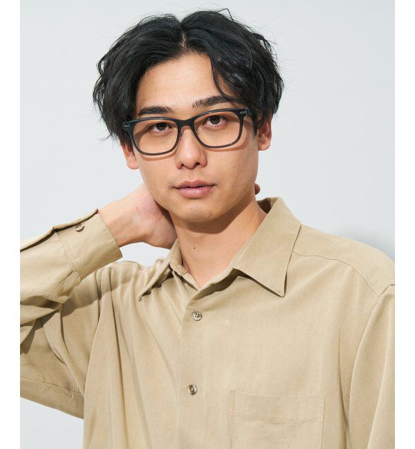  「ウェリントン型 メガネ | レザー調 ラバーテンプル 眼鏡 伊達メガネ 度付き CLASSIC レンズ交換券付」|メガネ|