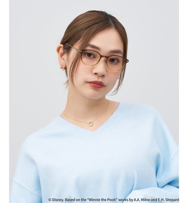  「 ウェリントン型 メガネ | 軽量、眼鏡、くまのプーさん Zoff  レンズ交換券付 レンズ交換券付」|メガネ|