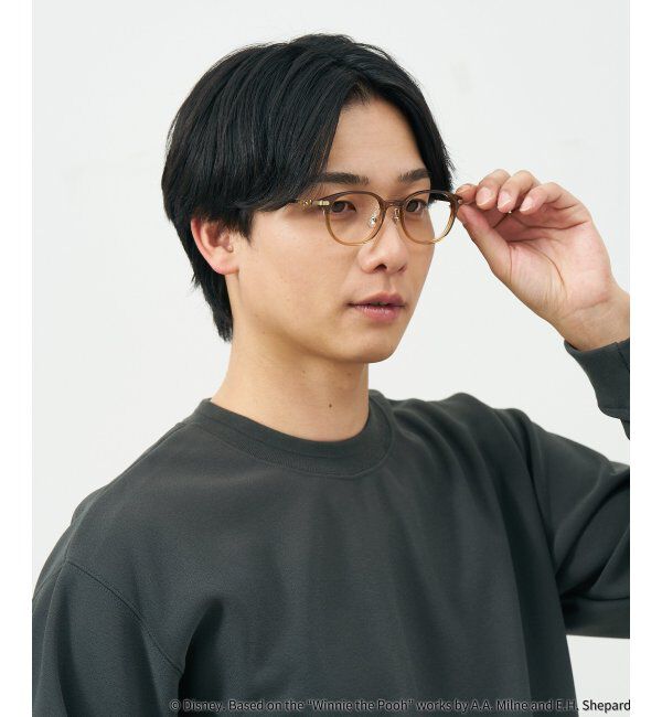  「 ウェリントン型 メガネ | 軽量、眼鏡、くまのプーさん Zoff  レンズ交換券付 レンズ交換券付」|メガネ|