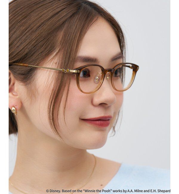  「 ウェリントン型 メガネ | 軽量、眼鏡、くまのプーさん Zoff  レンズ交換券付 レンズ交換券付」|メガネ|