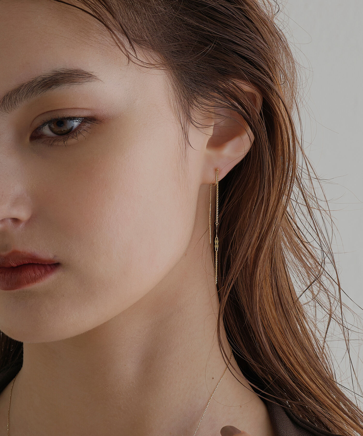 JUPITER「【K10】ダブルチェーンイヤリング」|イヤリング|