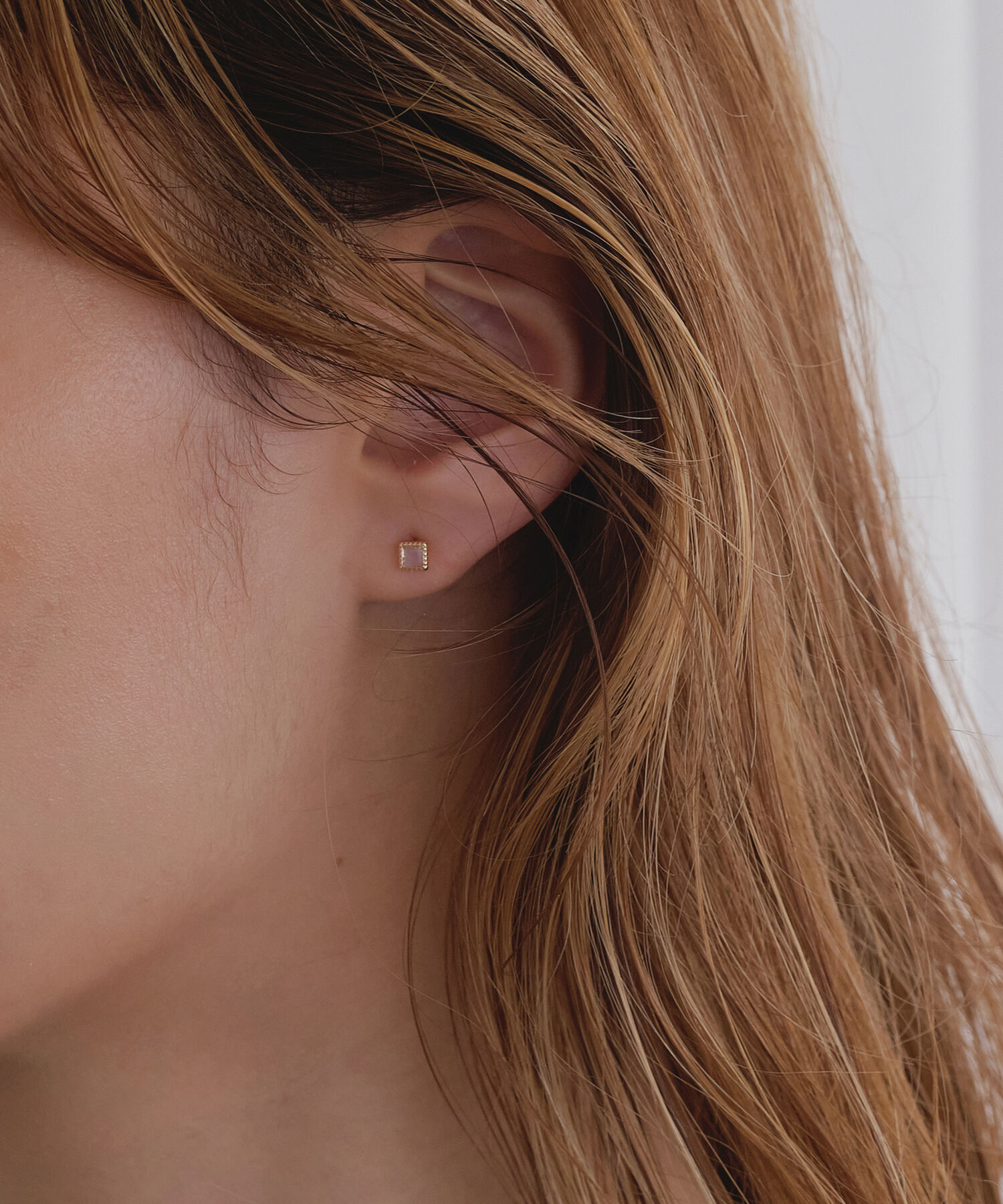 JUPITER「【K10】スクエア天然石ピアス/ブルームーンストーン」|ピアス|