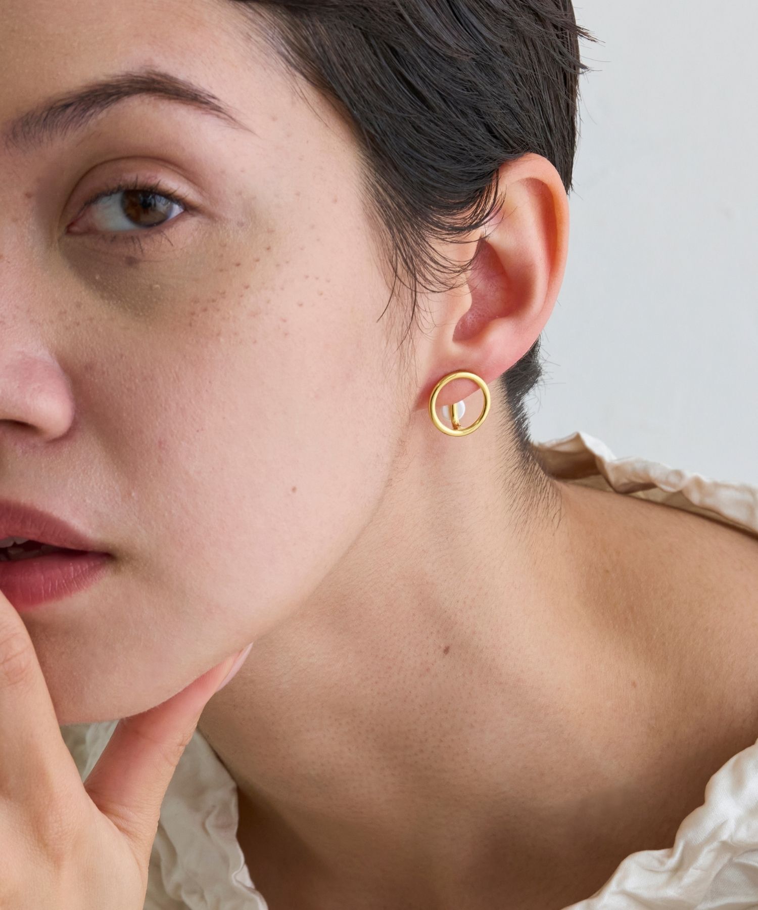 JUPITER「【SV925】サークルダブル淡水パールイヤリング/2way」|イヤリング|