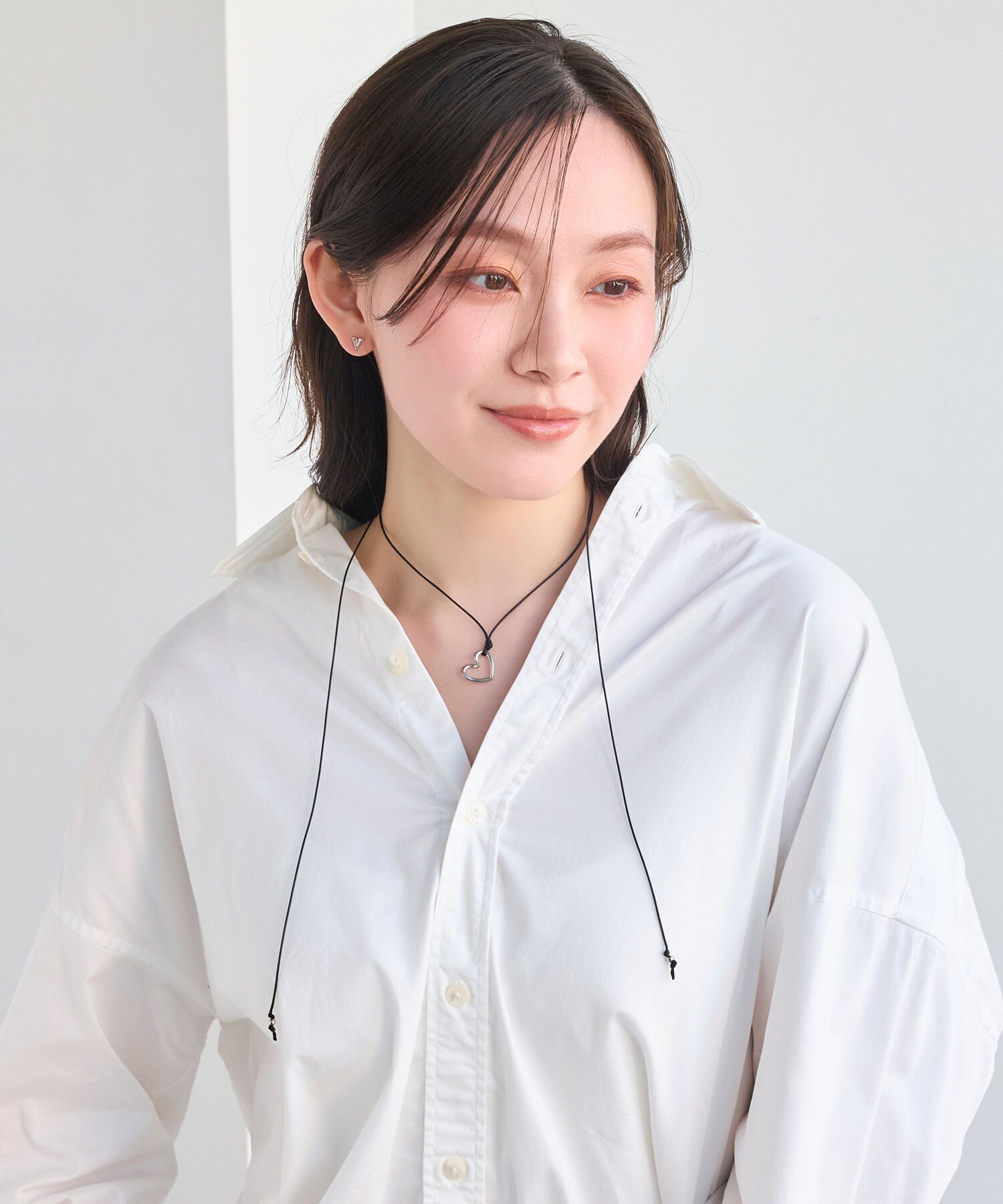 Phoebe「ワンストロークハートコードチョーカーネックレス」|ネックレス|