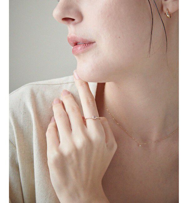 ete「[レイヤード] K10YG ムーンストーン/ホワイトトパーズ リング」|リング|