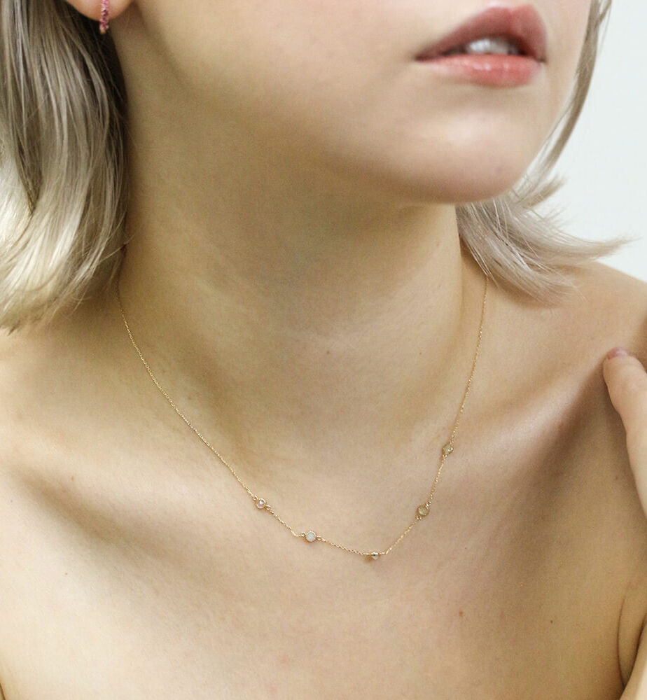  「オパール ステーション ネックレス | K10YG」|ネックレス|
