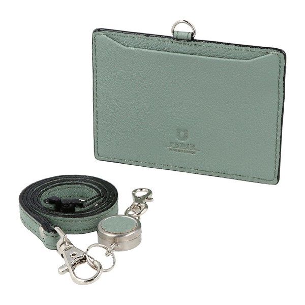 PEDIR「PEDIR(ペディール) ディアシュリンク 本革 リール付IDケース」|定期入れ|グリーン