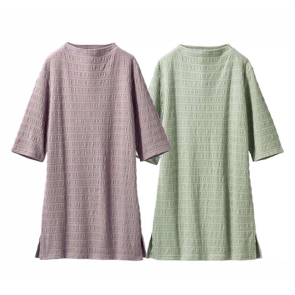 BACKYARD FAMILY「チュニック レディース 通販 ジャガードチュニック レディースチュニック 綿混 トップス 半袖」|Tシャツ・カットソー|その他1