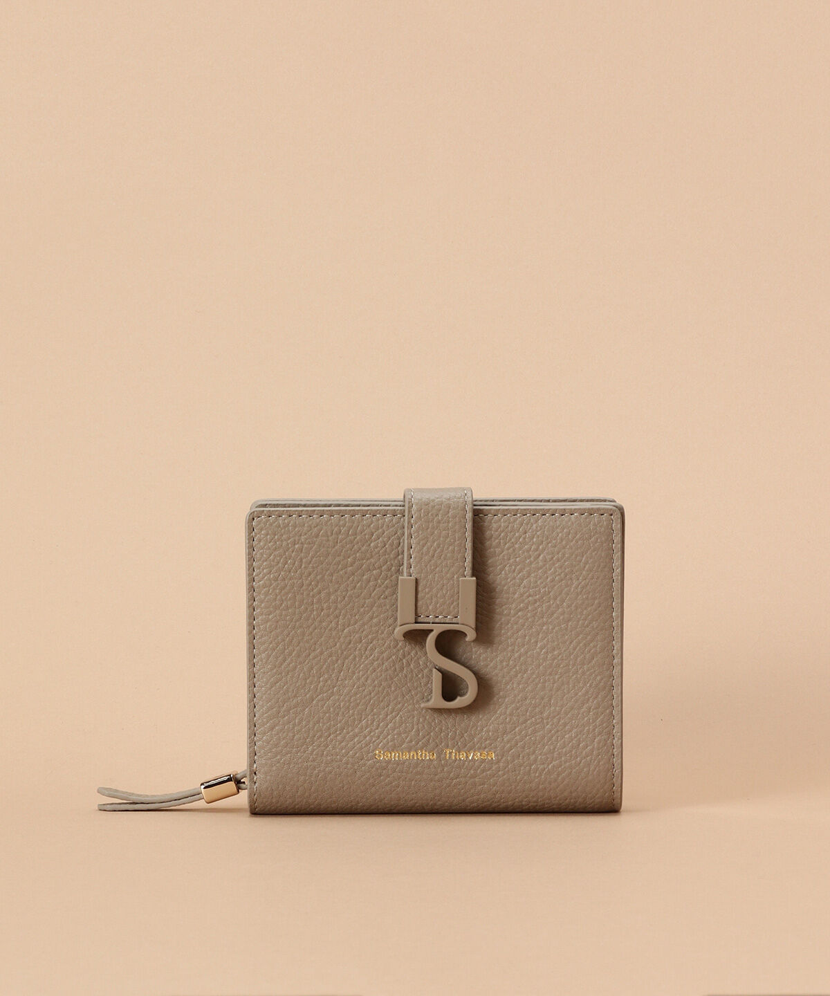 Samantha Thavasa「マットアイコン レザー 折財布」|財布|グレージュ