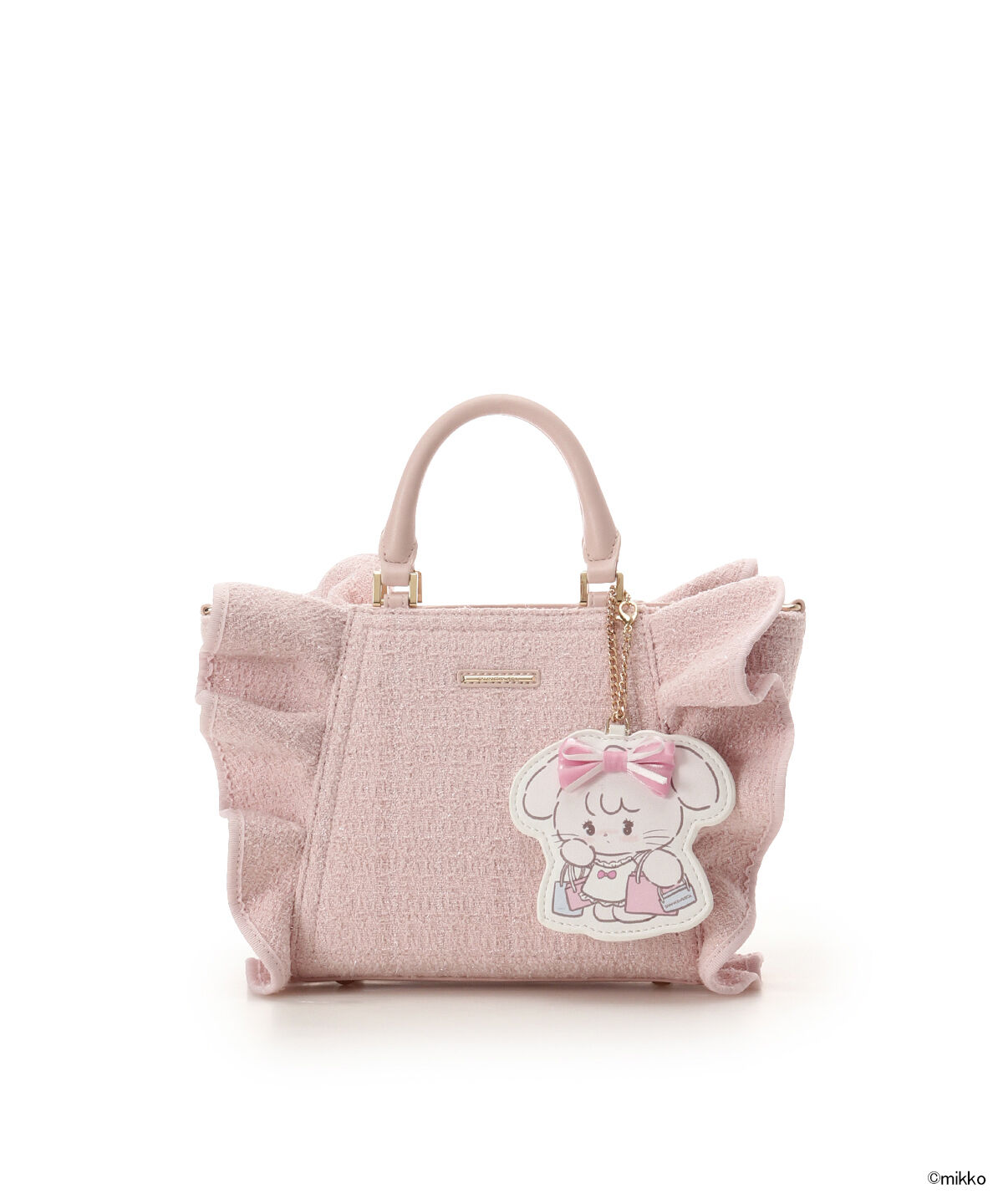 Samantha Vega「Lil ala mode&times;SAMANTHAVEGAコレクション ツイードフリルハンドバッグ」|ハンドバッグ|ピンク