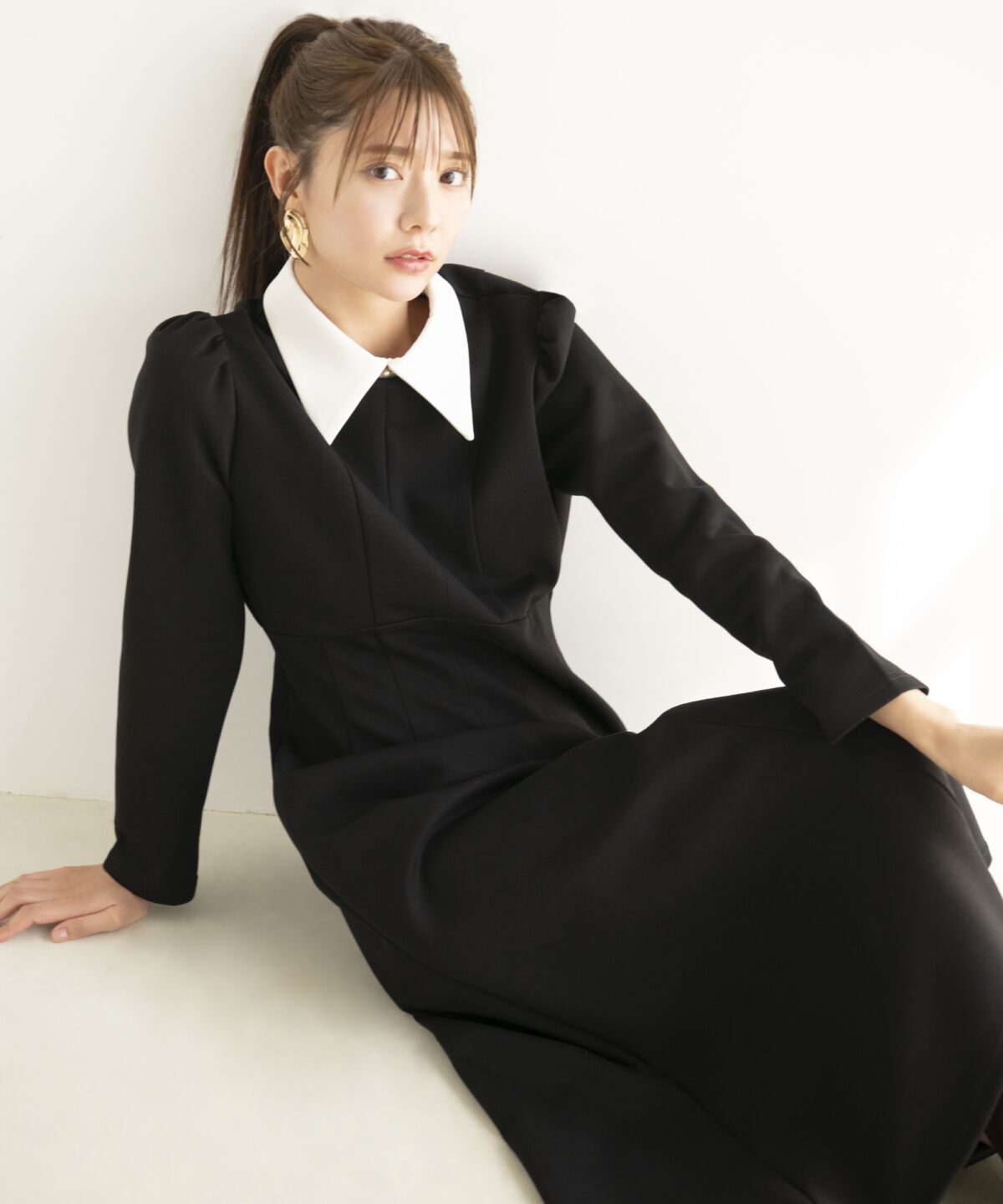 アンドクチュール「襟付ポンチワンピース」|ワンピース|