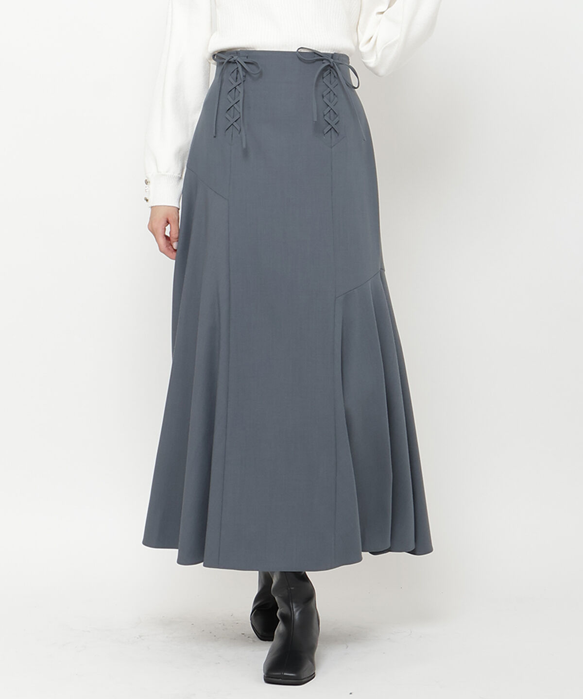 アンドクチュール「フロントレースアップアシメフレアスカート」|フレア|