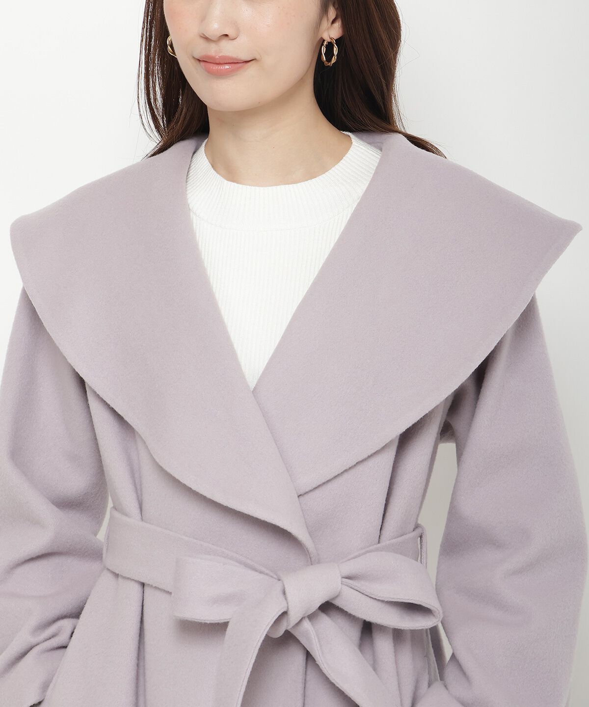 アンドクチュール「ウールビーバーショールカラーショートコート」|ダウン|