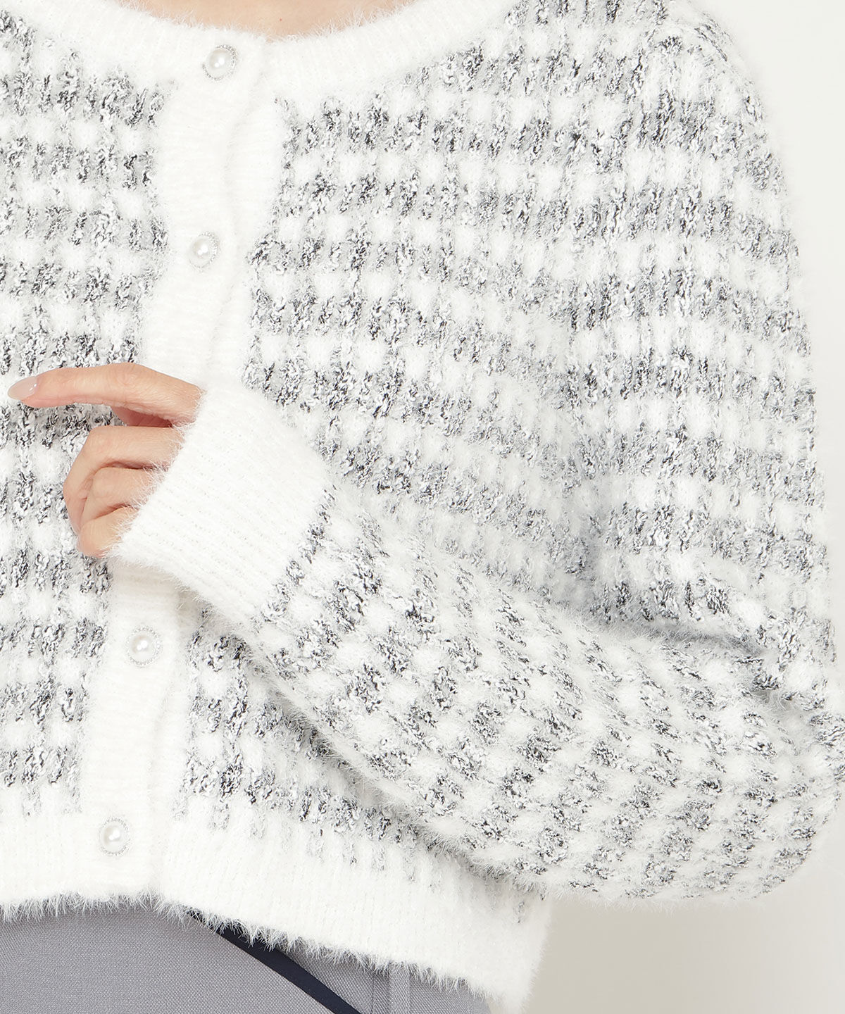 アンドクチュール「フリンジフェザーカーディガン」|カーディガン|