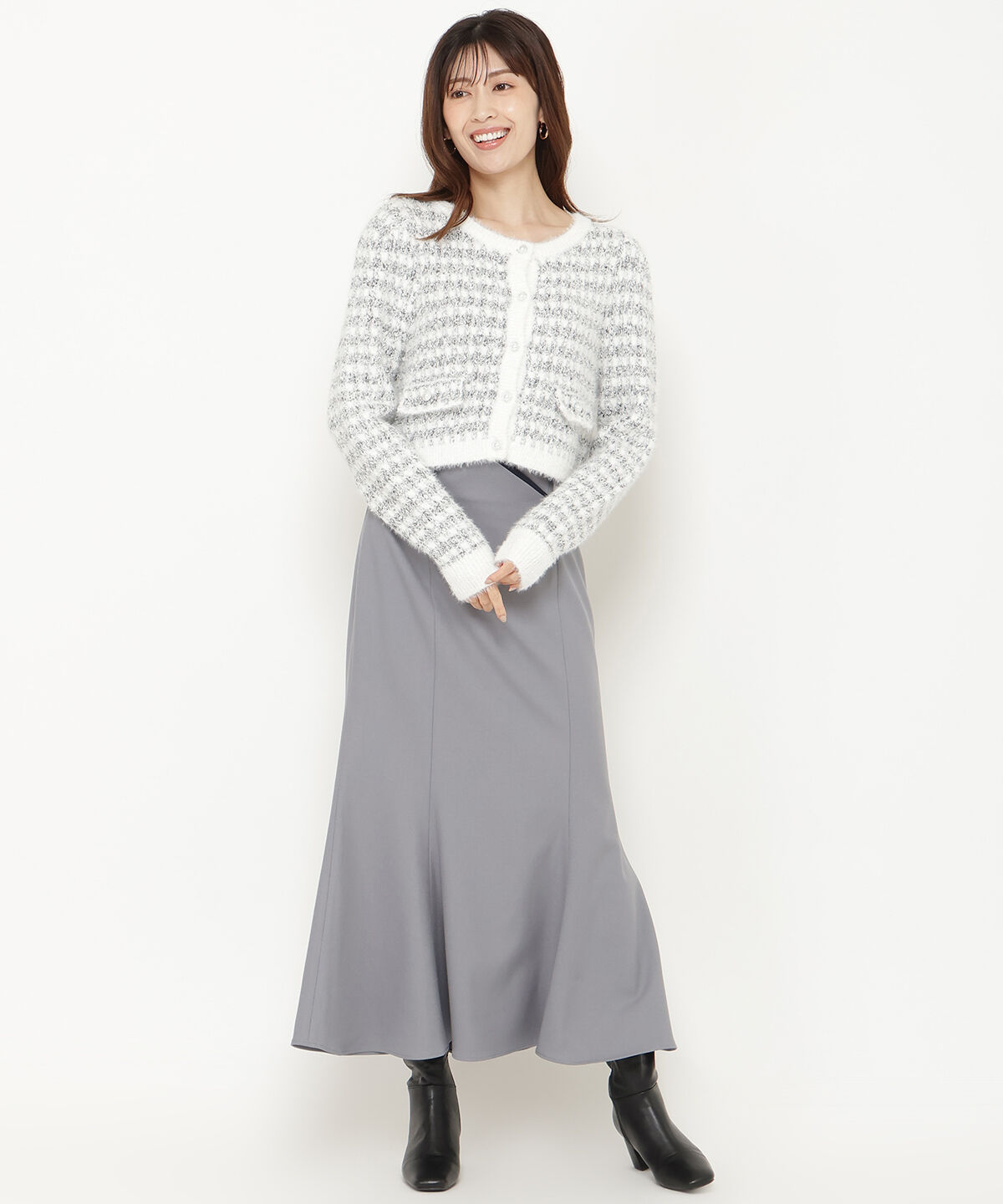 アンドクチュール「フリンジフェザーカーディガン」|カーディガン|