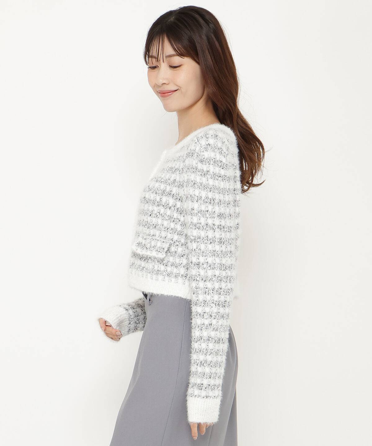 アンドクチュール「フリンジフェザーカーディガン」|カーディガン|