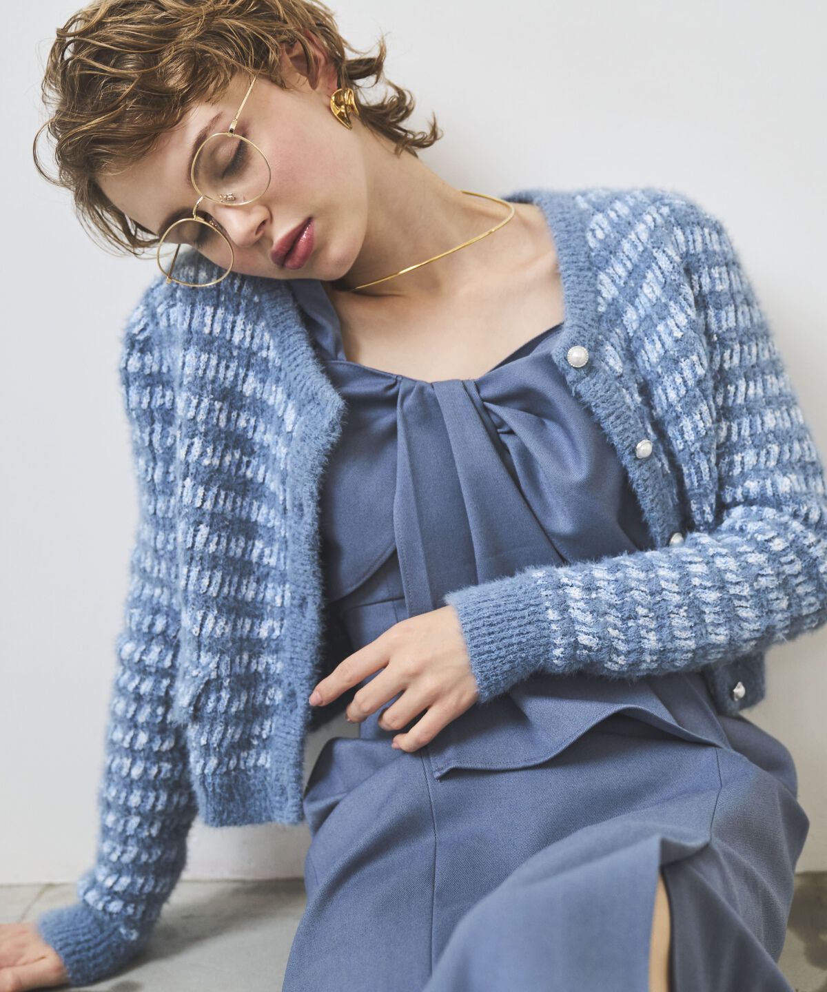 アンドクチュール「フリンジフェザーカーディガン」|カーディガン|