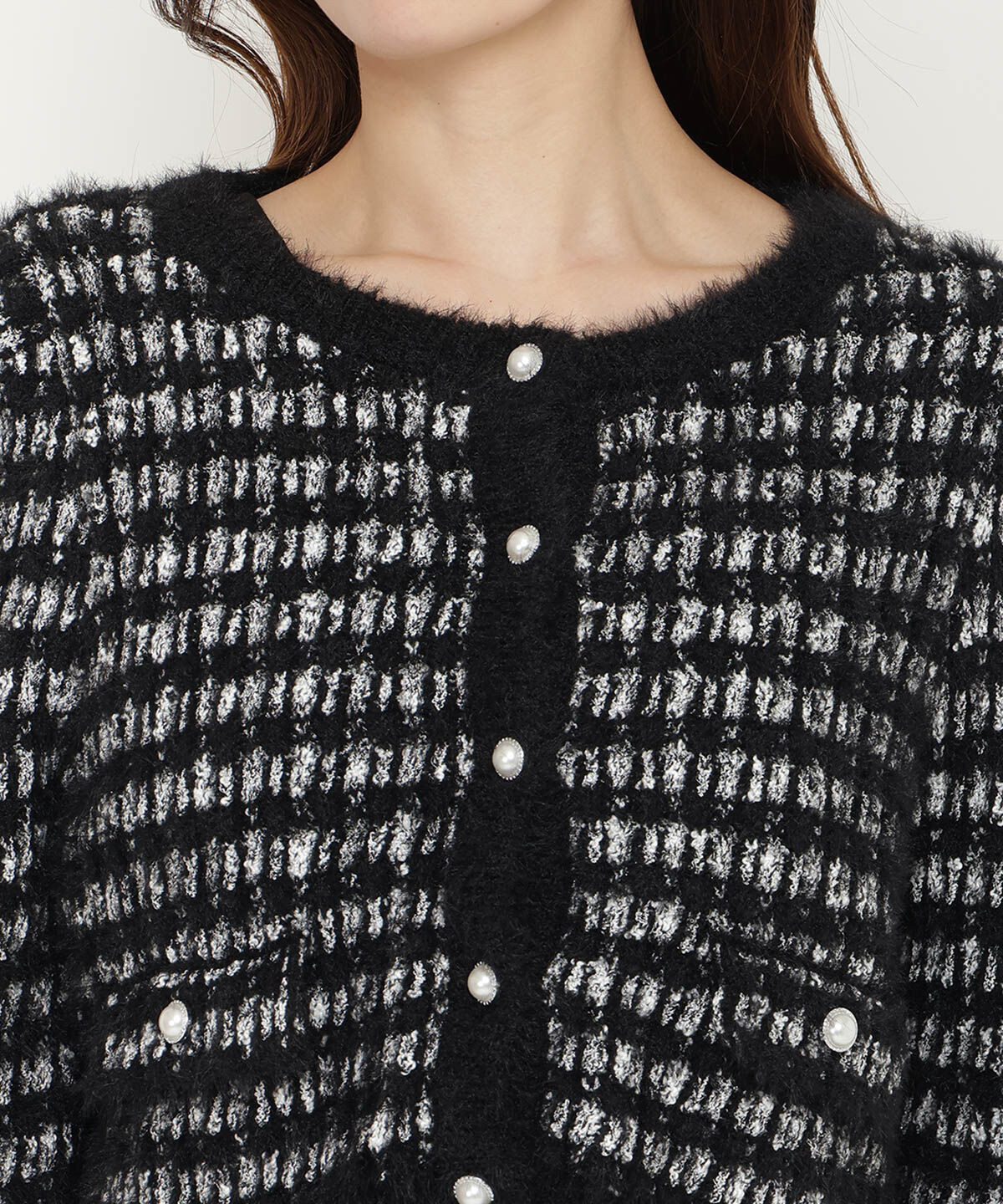 アンドクチュール「フリンジフェザーカーディガン」|カーディガン|