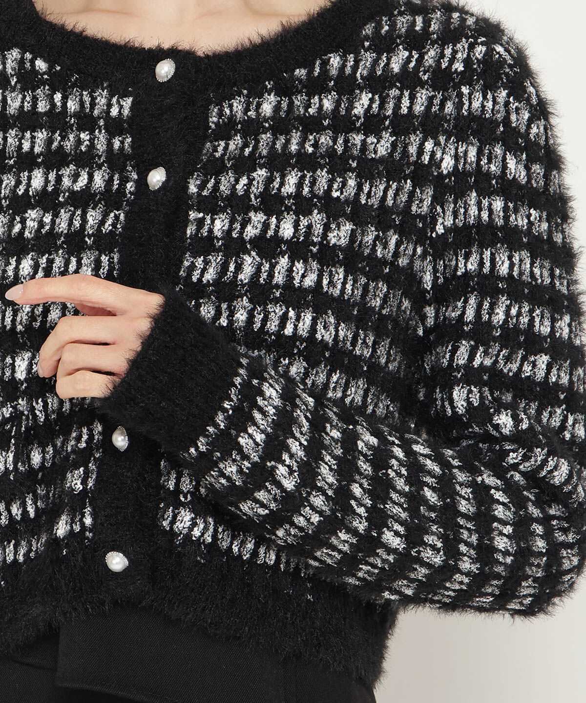 アンドクチュール「フリンジフェザーカーディガン」|カーディガン|