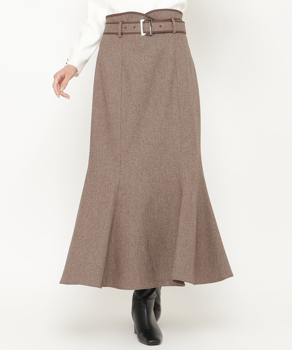 アンドクチュール「ベルト付きパイピングマーメイドスカート」|スカート|