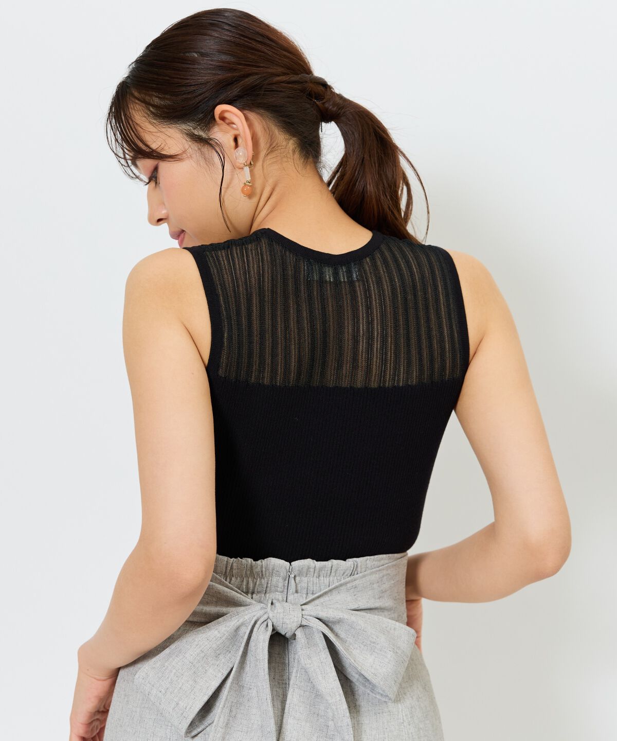 アンドクチュール「シアー切替ノースリトップス」|ニット・セーター|