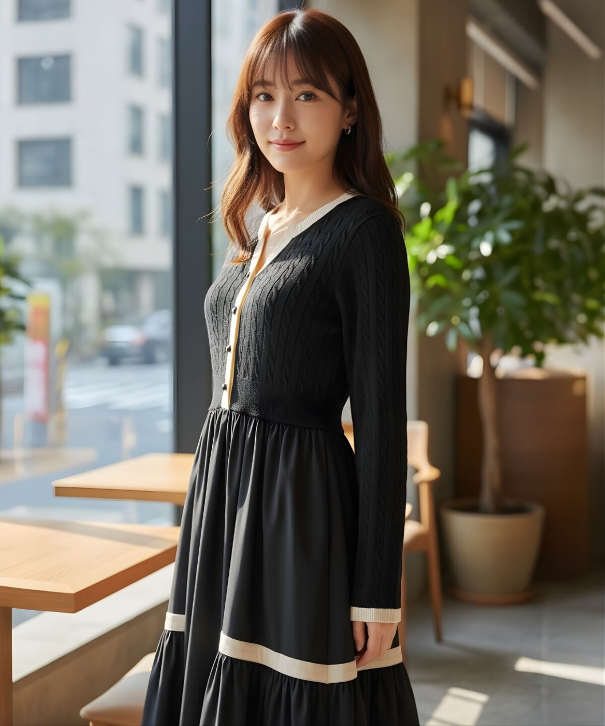 アンドクチュール「ケーブル編みニットドッキングワンピース」|ワンピース|