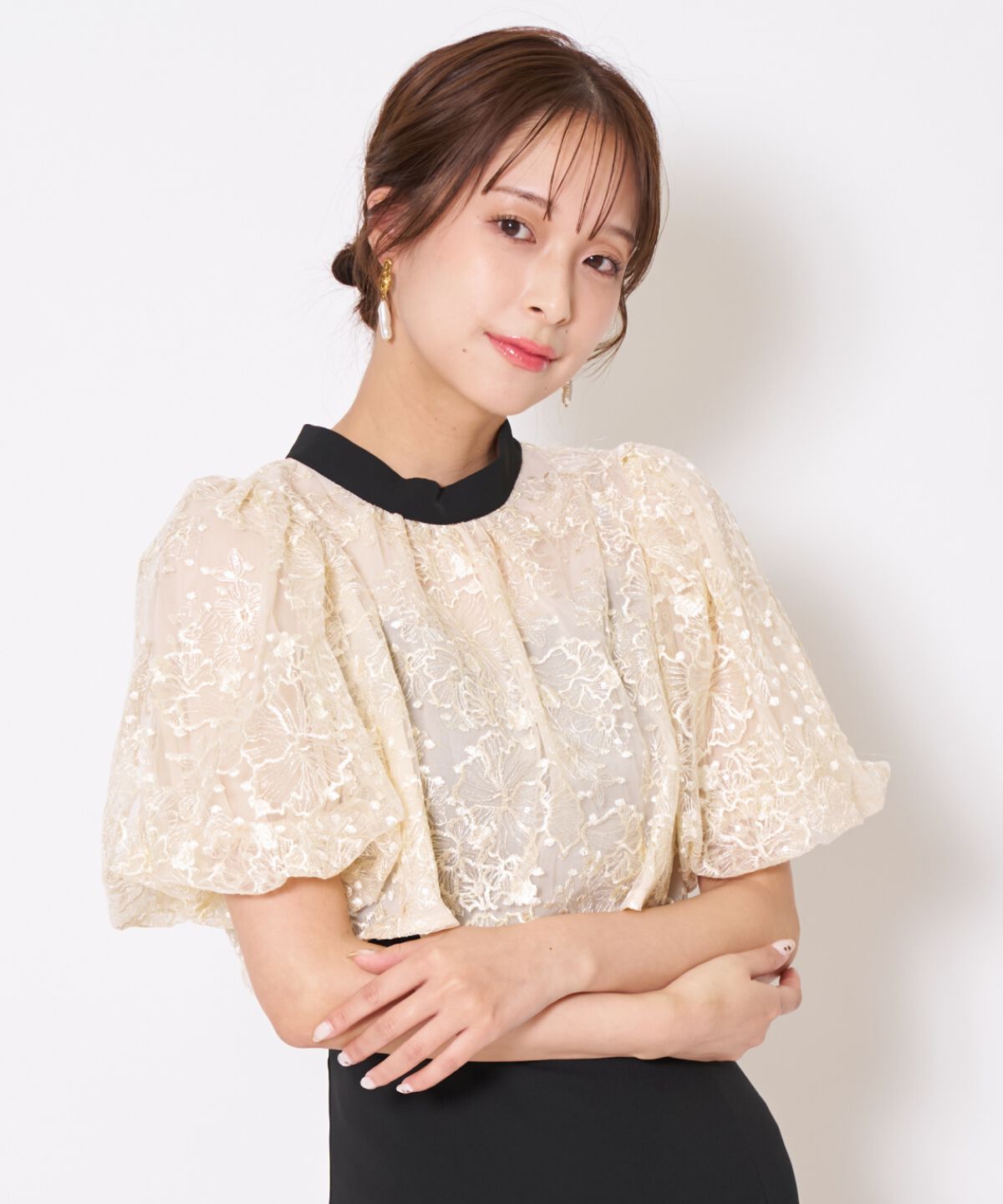 アンドクチュール「サテントリミングブラウス&times;ドレス」|ドレス|